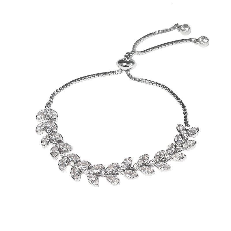 Fashionable Temperament Inlaid Zircon Leaf Ins Style Trendy Internet Celebrity Bracelet Versatile Personality Design Sense Jewelry - view 6