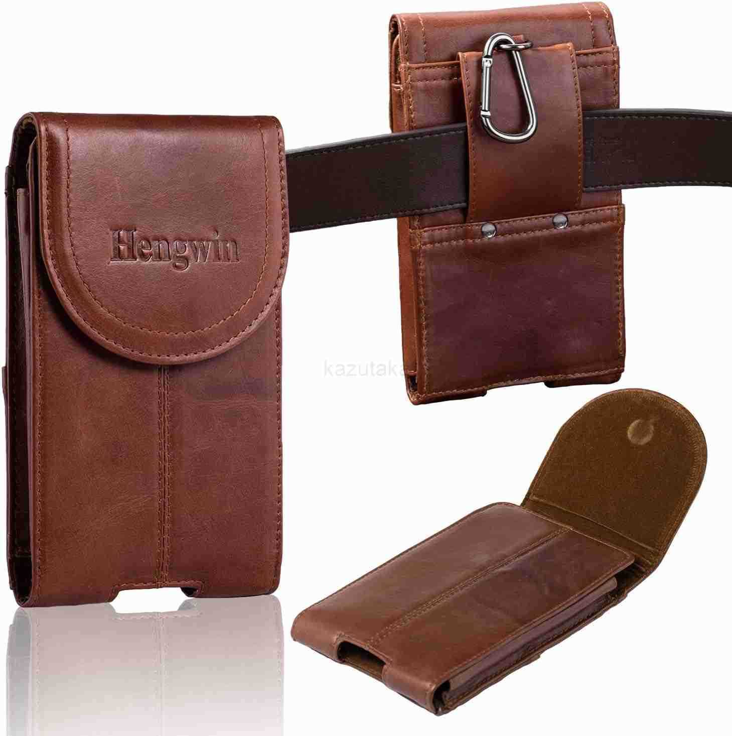 Genuine Leather Cell Phone Holster for Belt Men Vertical Phone Holder Belt Pouch Fits for iPhone 15 Pro Max 14 Pro Max 13 Pro Max S24 Ultra Note9 Ca Z