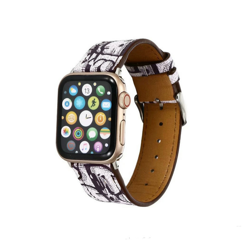 2025 Luxury Leather Brand Apple Watch Letter D Strap Suitable for 38/40/41/42/44/45/46/49mm Leather Hand sewn Material Black/Grey/Blue/Red Classic Fas