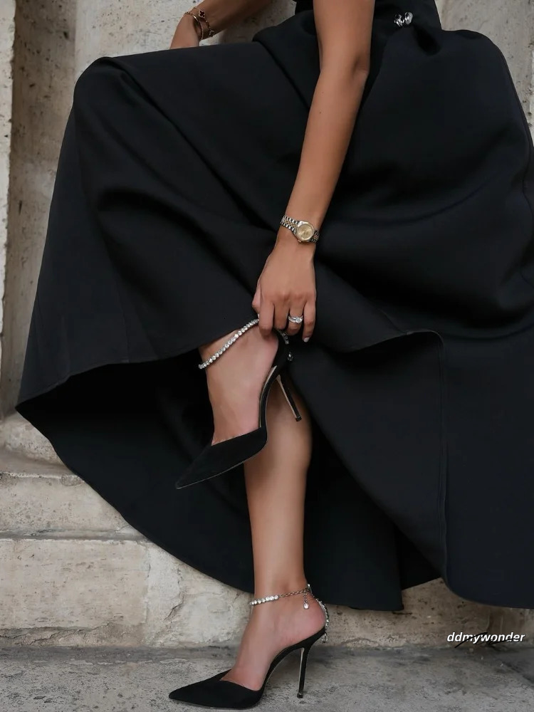 Elegant High Waisted Long For Women Fashionable Sleeveless Irregular Half Neck 2025 Womens Party Evening Dress 250103