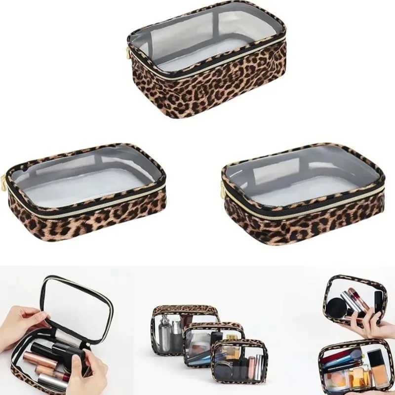 13pcs Leopard Print Transparent Makeup Bags Waterproof Large Capacity Travel Cosmetic Organizer Zipper Clear Portable Wash BagXJ250910