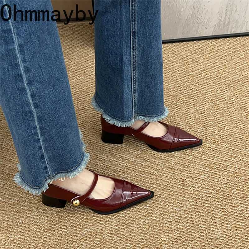 Designer Thick Heel Women Mary Jane Shoes Fashion Pointed Toe Shoes 2025 Spring Party Wedding Prom Female Pumps W250910