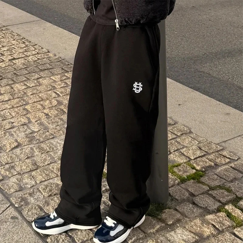 High Street Y2K Pants Mens Casual Trousers Hoodie Sets Streetwear Straight Sweatpants Loose Embroidery Hoodie Couple Trendy Suit 250906