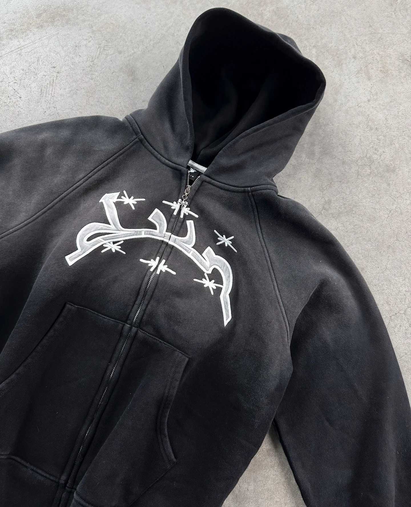 Y2k Divin Hoodies Vintage Fashion Embroidery Zip Up Hoodie New Harajuku Hip Hop Strt Coat Loose Men clothing Hooded Sweatshirt X250910