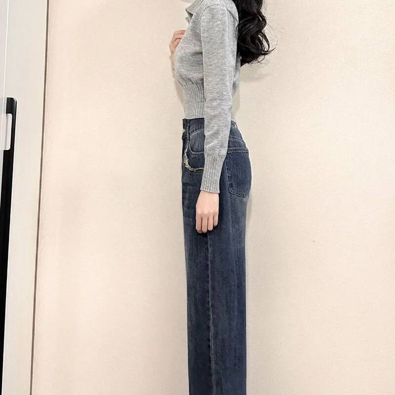 Xpqbb Korean Chic Turndown Collar Sweaters Female Gray Slim Fit Long Sleeve Cropped Sweater for Woman Streetwear Knit Pullovers dongdumaoyi