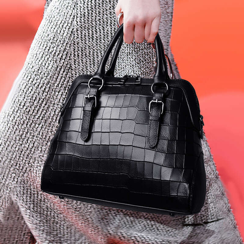 Genuine Leather Single Shoulder Crossbody Handbag Fashion Shell Crocodile Pattern Cowhide Large Women's Bag
