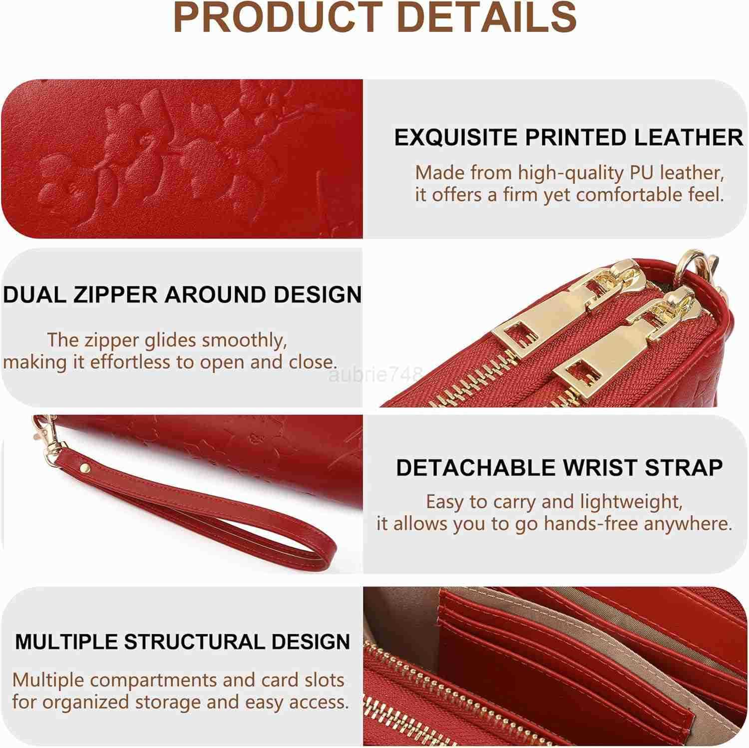 Womens Wallet RFID Blocking Large Capacity Leather Double Zip Wristlet Wallet CARD Phone Holder Ladies ClutchZ250910