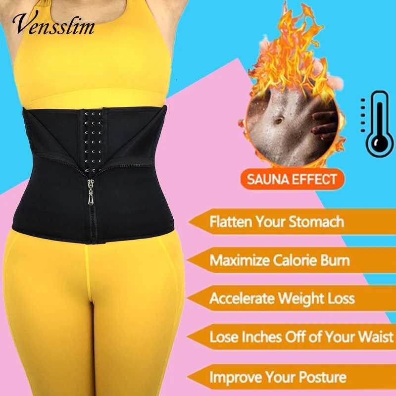 Vensslim Waist Tummy Control Wrap Women Zipper Slimming Girdle Body Shaper Belt Hpt Thermo Neoprene Sauna Sweat Cincher W250910