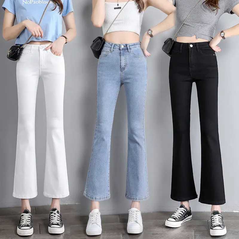 Autumn Winter New Small Code High Waist Weila Jeans Women Solid Color Washing Elastic Comfortable Casual High Street Denim Pants Z250910