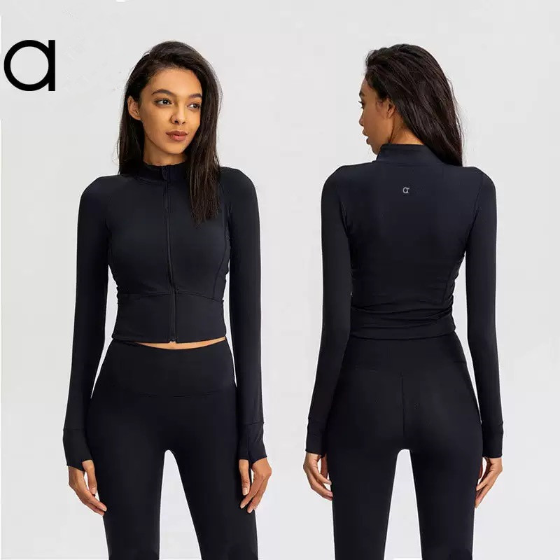 Yoga Jacket Women short tight yoga wear Set Workout Sport Coat Finess Jacket Set Sports Quick Activewear Top Solid Zip Up Sweatshirt Sportwear Set Hot Sell