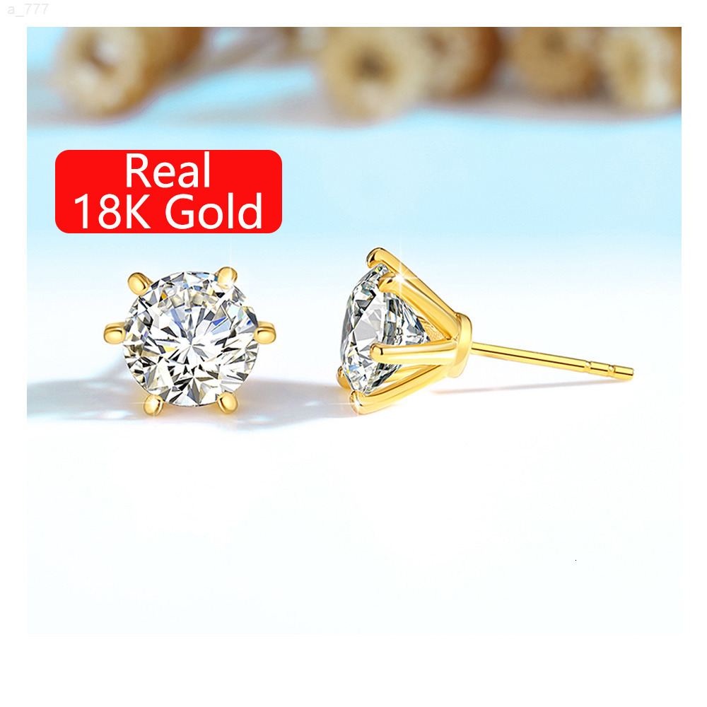 Fine Jewellery Earrings 03ct 05ct 1ct 2ct Moissanite Diamond Woman Gift Engagement 6 Claws Hollow 18K Gold Earrings