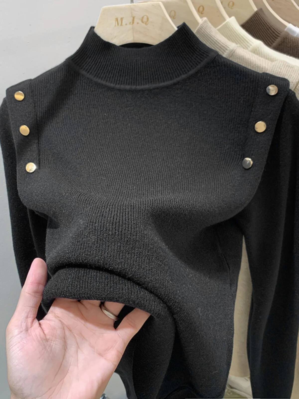 AOSSVIAO 2025 Button Turtleneck Knitted Sweater Pullovers Autumn Winter Basic Women Sweaters Fit Soft Warm Tops dongdumaoyi