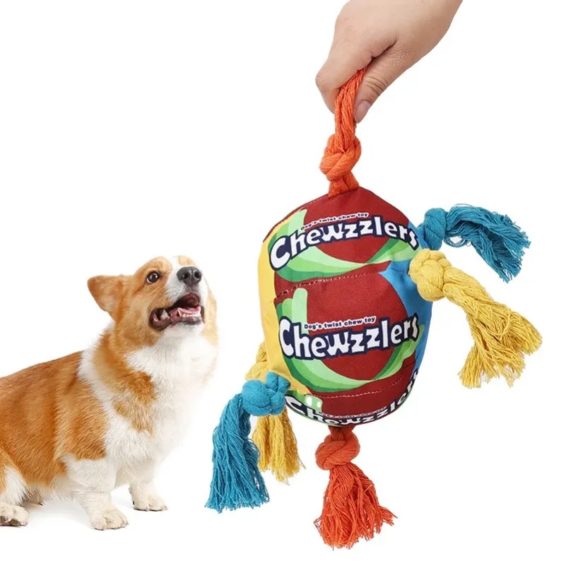 Puppy Dogs Toys Puppy Colorful Cotton Chew Rope Knot Toy Durable Dog Cleaning Teeth Braided Bone Rope Pet