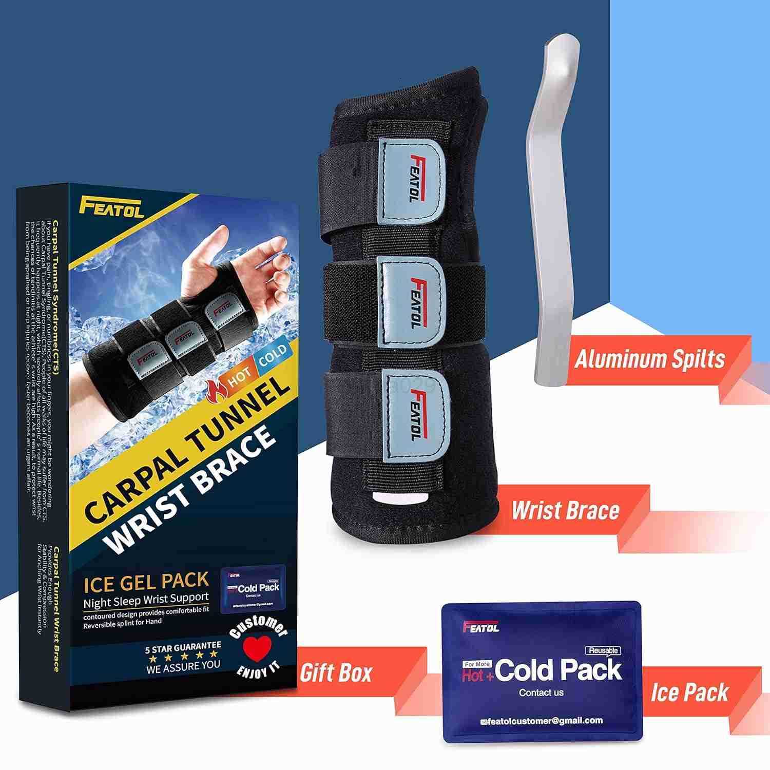 Wrist Brace Carpal Tunnel Night Support Brace with Wrist Splint Adjustable Straps HotIce Pack for Women and Men Left Hand SmallMedium Tendinitis Arthr