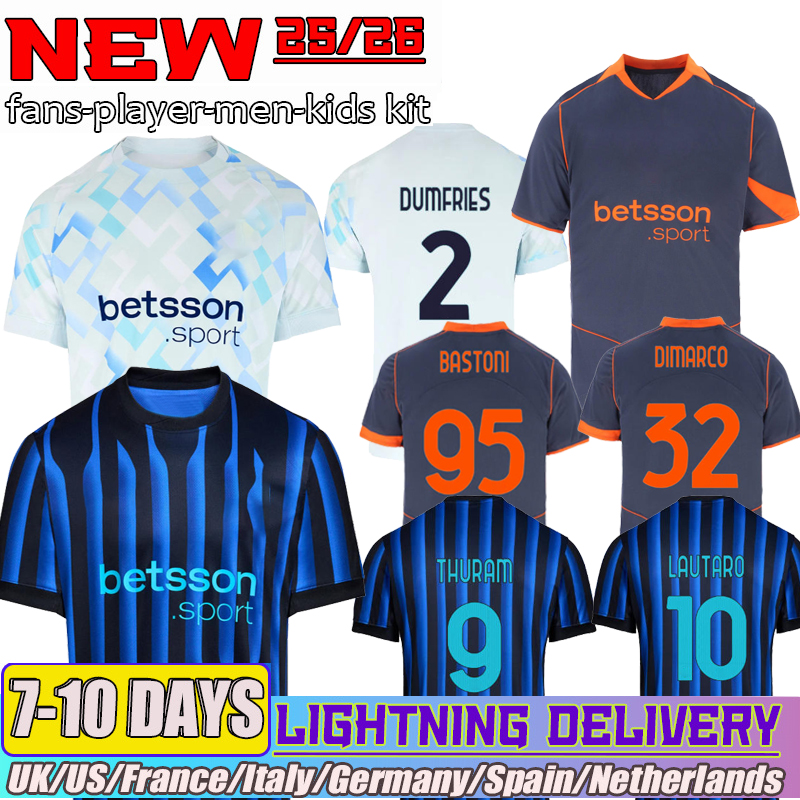 25 26 maglia Inters Millan Jersey LAUTARO Martinez Maglia 9 THURAM 23 BARELLA Soccer Jerseys 16 FRATTESI 28 PAVARD 95 BASTONI fans men kids kit uniforms shirt