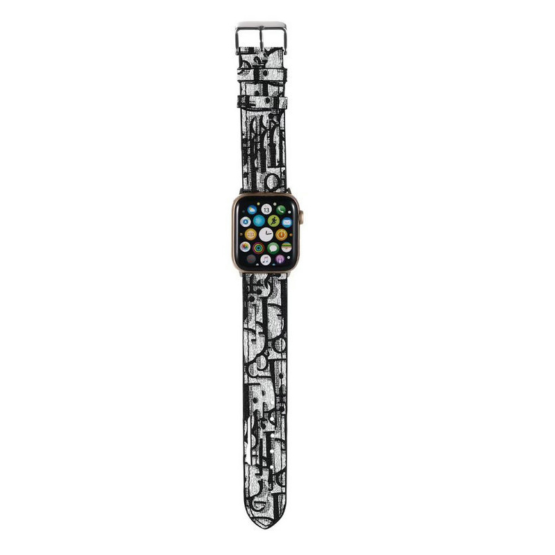 2025 Luxury Leather Brand Apple Watch Letter D Strap Suitable for 38/40/41/42/44/45/46/49mm Leather Hand sewn Material Black/Grey/Blue/Red Classic Fas