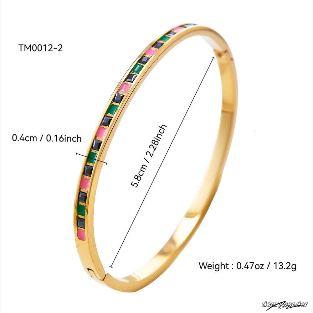 Dhcollections Gold Plated Geometric CZ Bracelet - Minimalist Stainless Steel Bangle For Women | Hypoallergenic Fashion Jewelry (58G) ddmywonder ddmywo