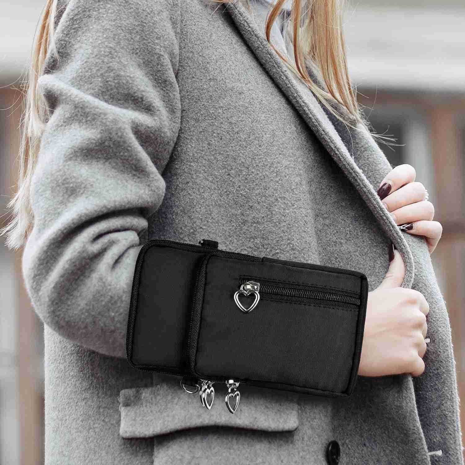 Women Cell Phone Purse Wristband Sport ARMband Wallet Travel Crossbody Cell Phone Purse for S10 Plus S9 Plus A50 A7 J7OnePlus 6THTC U12 Black Z250910