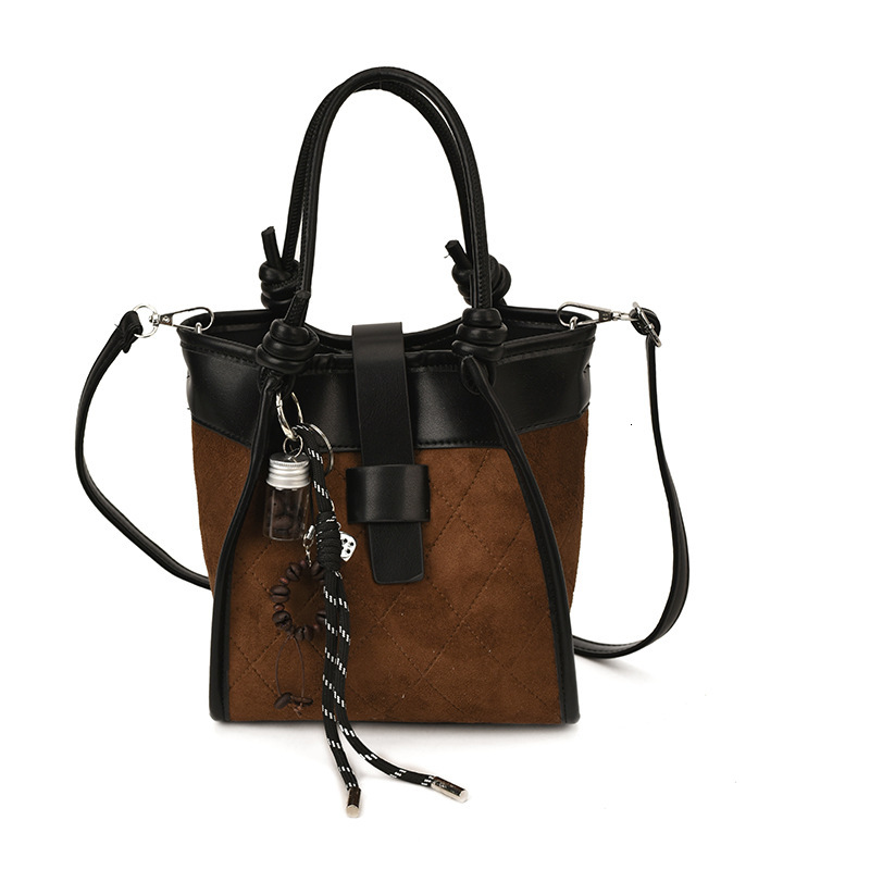 Free shipping designer Fashion Retro Color-Block Handbag Mother Bag Women High-End Super Popular Quilted Bucket Bag Suede Crossbody Bag