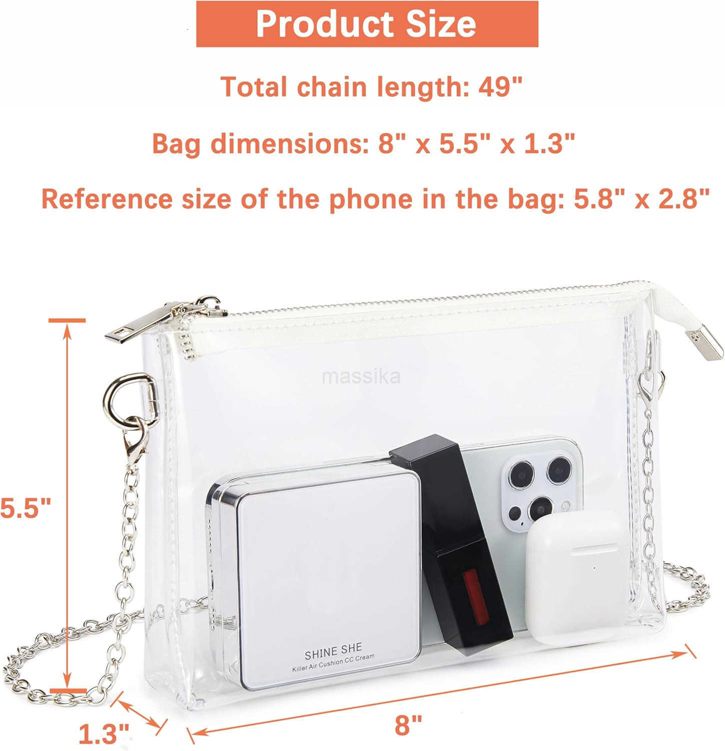 Clear Bag Stadium Approved Suit for Quick Security Check Small Transparent Purse for Women M250910