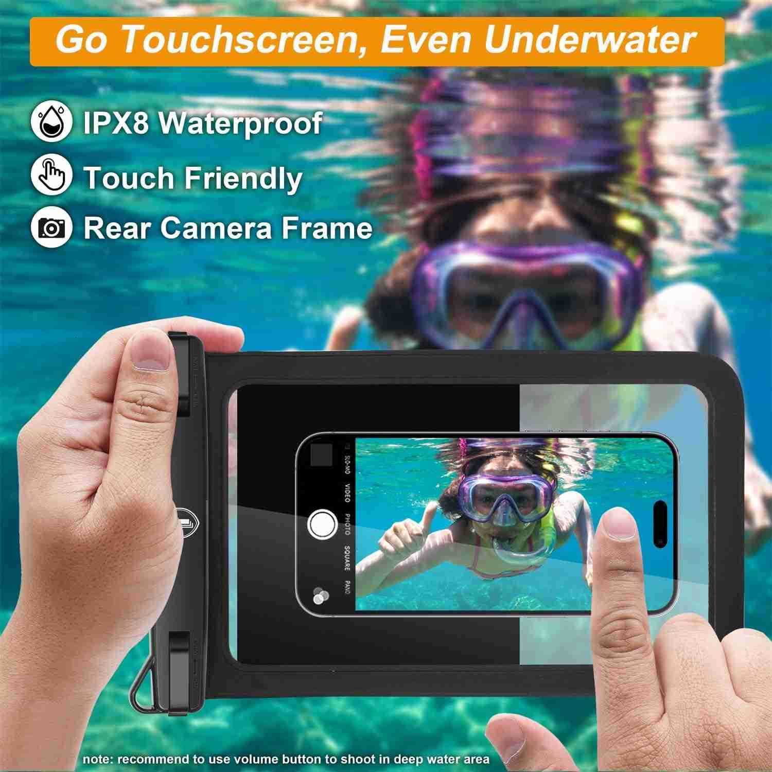 Extra Large Waterproof Phone Pouch Bag Case for S25 Ultra S24 Plus S23 Note 20 A36 A35 A16 A15 iPhone 16E 16 Pro Max Up to 10 2Pack IPX8 Vacation Cell