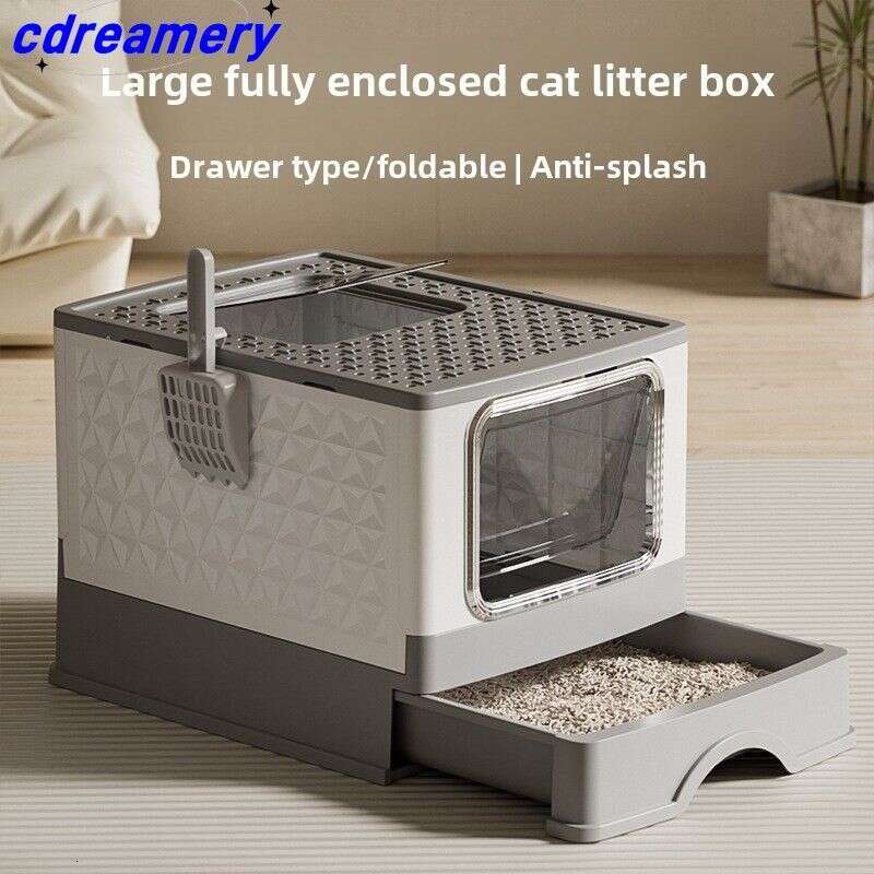 designer brand Litter Box Oversized Drawer Type Splash proof Fully Enclosed Cat Pet Supplies