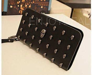 Wallet Women Punk Style PU Long Highend Cross Pattern Wallet Purse Zipper Bag Handbag Skull PlatedZ250910