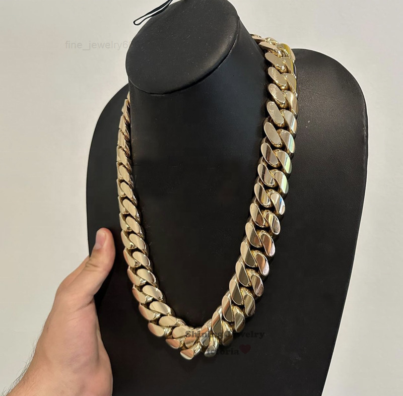 Hip Hop Jewelry Men Rapper Chain 20MM 22 500G Thick 14K Gold Plating 925 Silver Cuban Chain