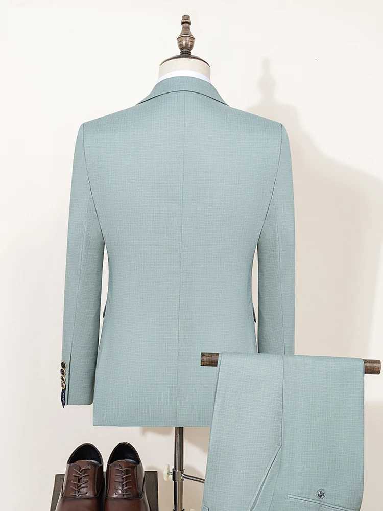 ST Cassy High Quality Mens Suit Summer thin Green Slim Fit Formal Business Office Mens SuitsjacketVestPants W250910