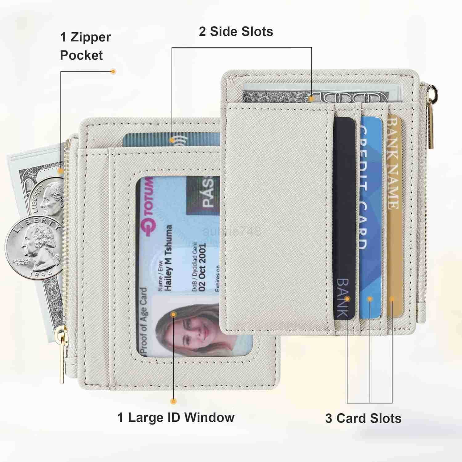 Card Case Slim Front Pocket Wallet for Women CARD Holder with KeychainZ250910