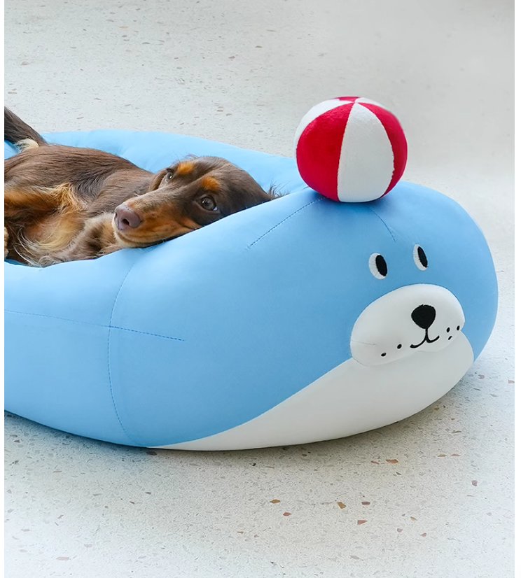 Cooling Beach-Themed Pet Mattress: Washable Canine/Kitten Bed with Chill Zone