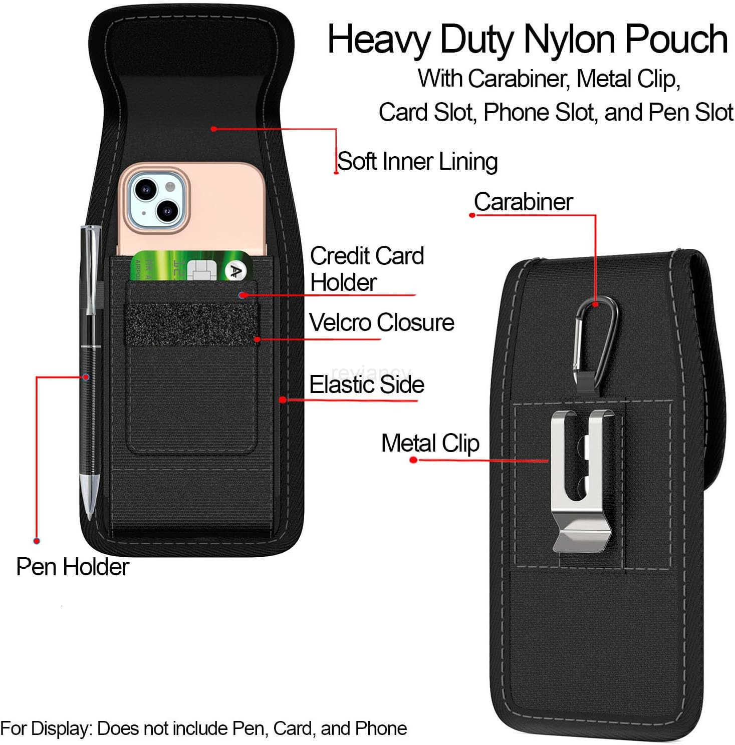 Holster for Google Pixel 10 9 Pro 8a 8 7a 6a 5 4 Cell Phone Case Belt Clip Carabiner Card ID Holder Vertical Carrying Heavy Duty Nylon CellPhone Holde