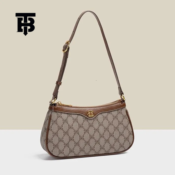 TB BHULAMTE 2025 Luxury Designer High-quality Women's Handbag Wallet Leather Versatile Metal Badge Letter Printing Black Classic Underarm Bag Mul