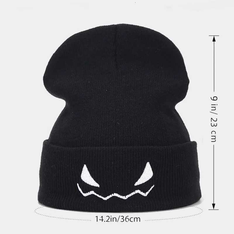 1PC Halloween Pumpkin Devil Embroidered Knitted Hat funny woolen pulr hat for men and womenXJ250910
