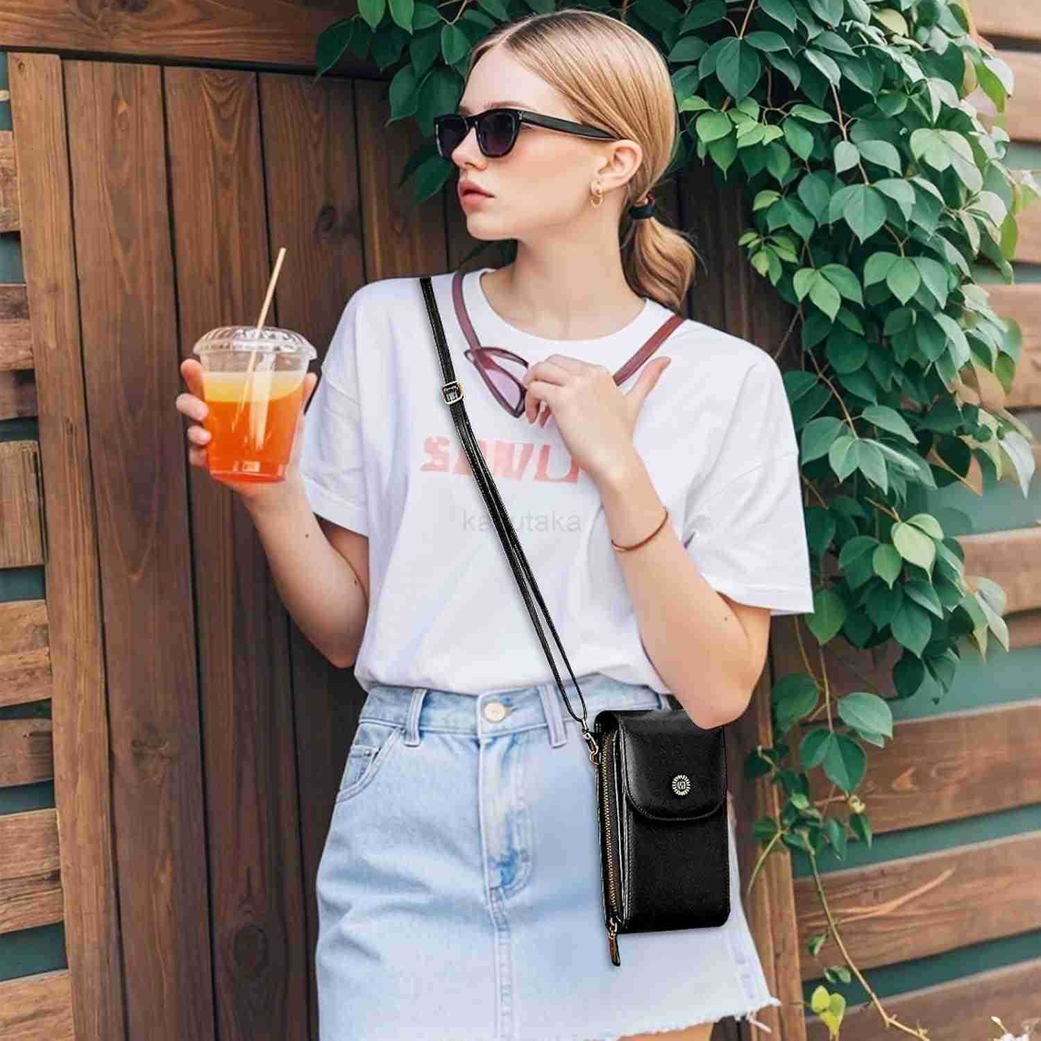 Vegan Leather Small Crossbody Bags for Women RFIDBlocking Phone Wallet Purse Z250910