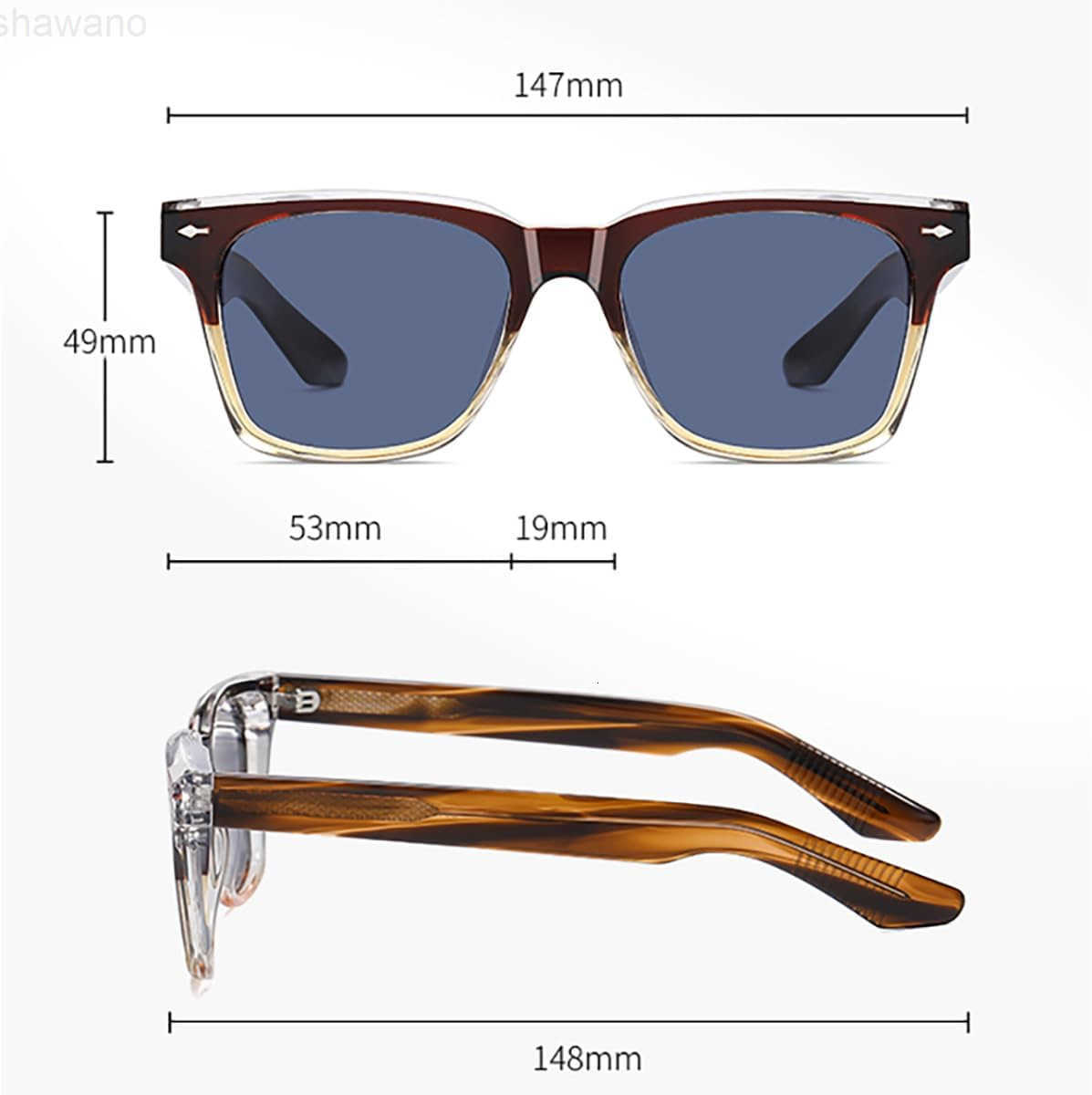 Square Sunglasses Vintage Classic Sun Glasses Polarized UV400 Lens Eyewears for Men EyeglassesW250910