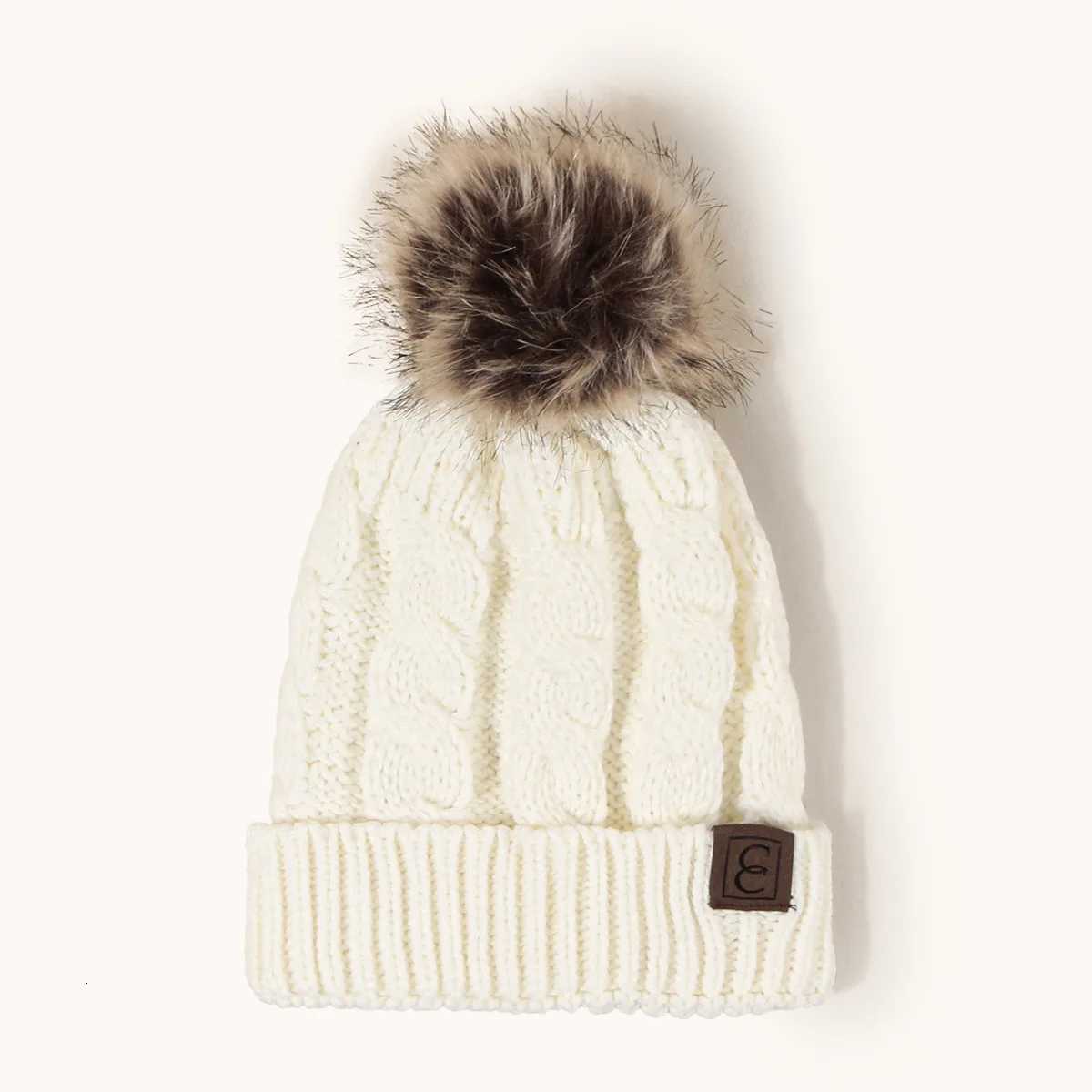 Autumn and winter mens and womens casual simple and versatile wool ball Fried Dough Twists knitted hat for warmthXJ250910