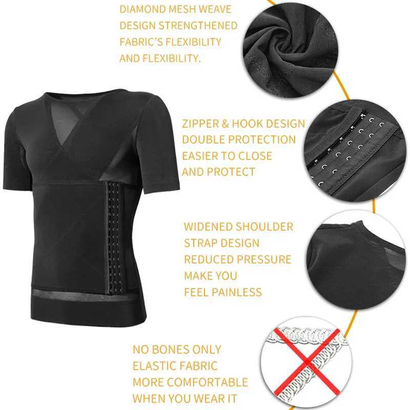 Mens Body Shaper Compression Shirts Abdomen Shapewear Tummy Slimming Sheath Gynecomastia Reducing Corset Waist Slim Tops W250910