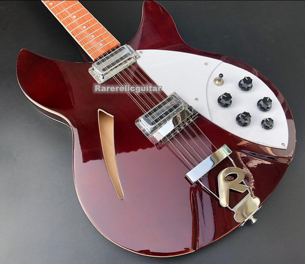 330 12 Strings Wine Red Semi Hollow Body Electric Guitar Gloss Varnish Fingerboard