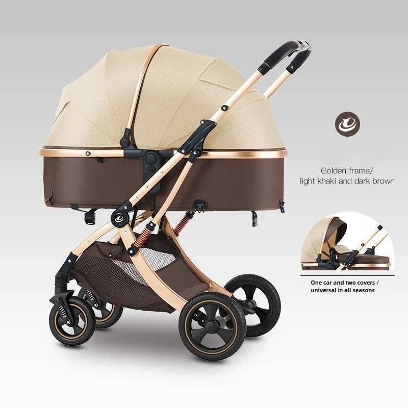 2in1 Baby StrollerFoldableTwowayHigh ViewAdjustable SeatBaby Stroller with Mosquito Net and Water Cup Holder W250910