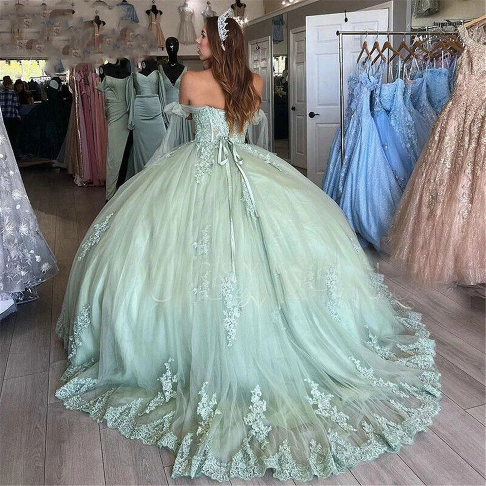 Elegant Lace Quinceanera Dresses Ball Gown Lace Up Corset 15 16 Birthday Prom Party Gown Vestidos De 15 Anos