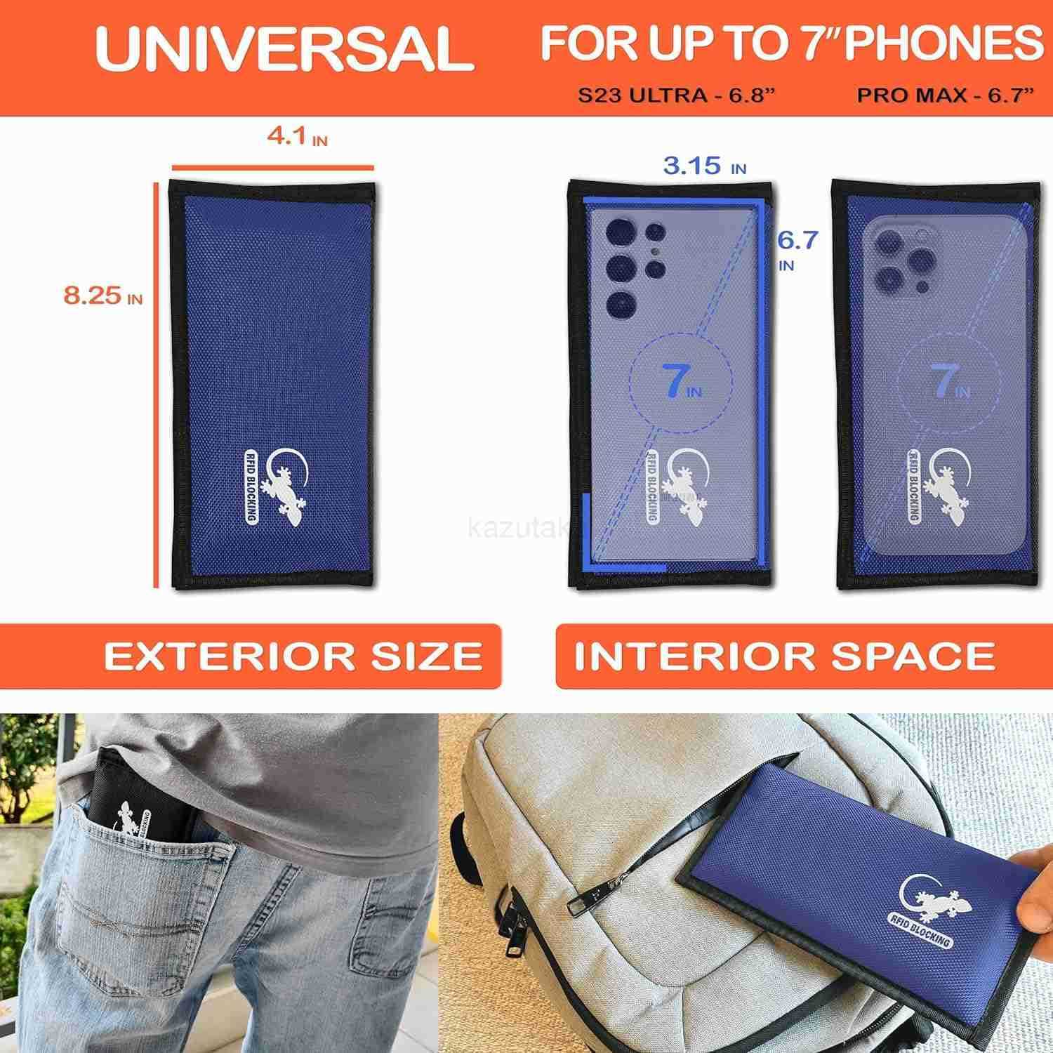 Travel Tech Blue Nylon Faraday Bag Signal Blocker for Cell Phone Car Key FOB Data Privacy BLUE NYLON Z250910