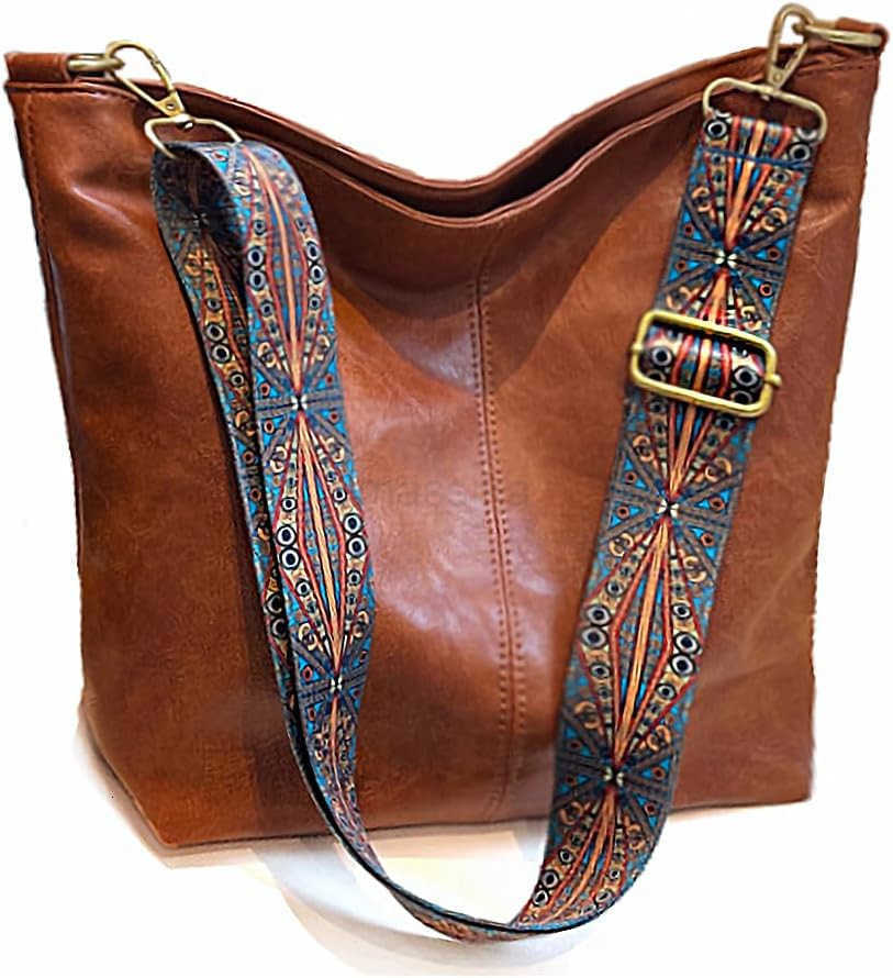 Shoulder Bag Vegan Leather Crossbody Bag Guitar Strap Shoulder Purses with Zipper Handbags for Women M250910