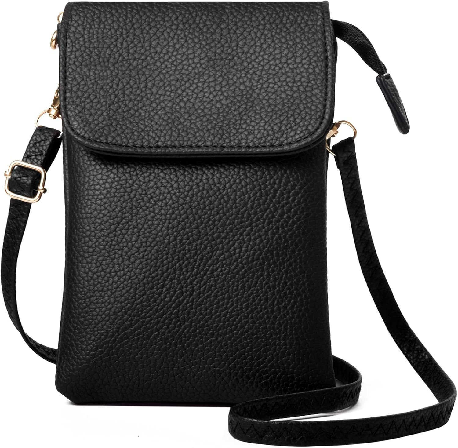 Small Crossbody Bags for Women PU Leather Mini Phone Purse Cossbody Purse Lightweight Black Cell Phone Wallet Pouch Z250910