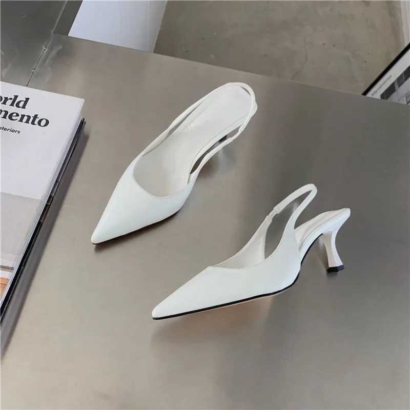 Popular Pointed Toe Women Sandals New Arrivals Black White Silver Summer Dress Shoes Thin High Heels Elastic Band Ladies Pumps W250910