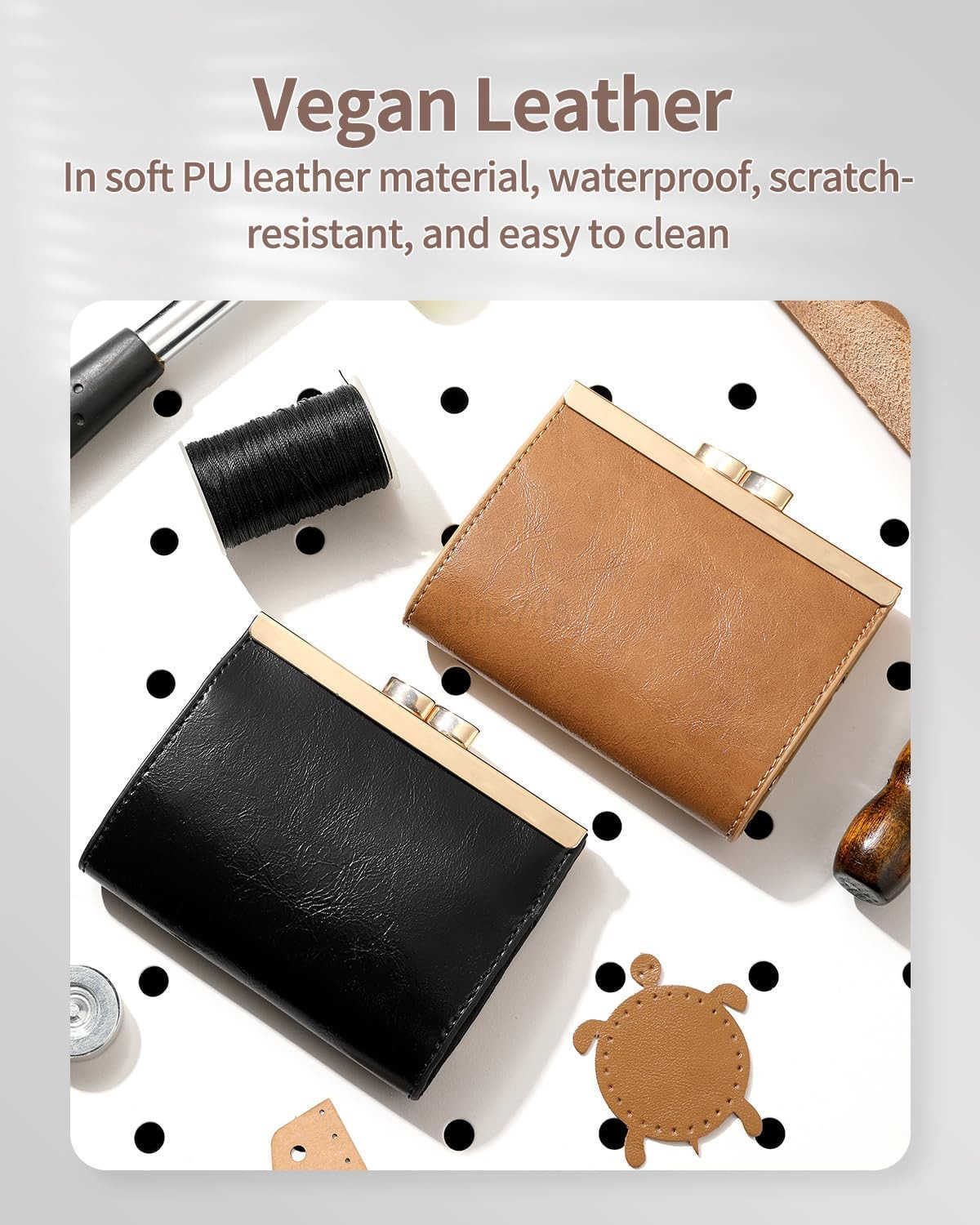 Womens Small CARD Holder Classic PU Leather Card Holder Wallet PocketSized Solid Color Rectangle Small Wallet Kiss Lock CARD Wallets for Women BlackZ2