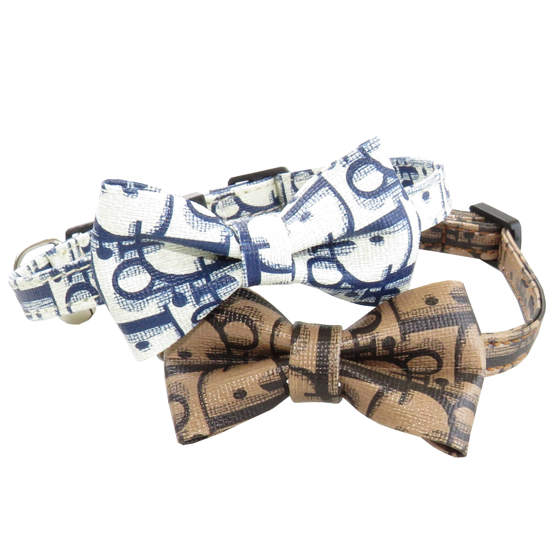 Cute Companion New Pet Old Bowknot Cat Collar PU Material with Bell
