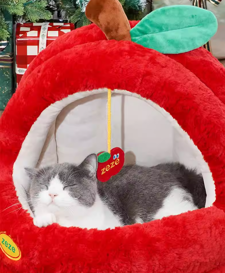 Warm Insulated Thicker Semi-Covered Feline Nest Year-Round Safe Shelter