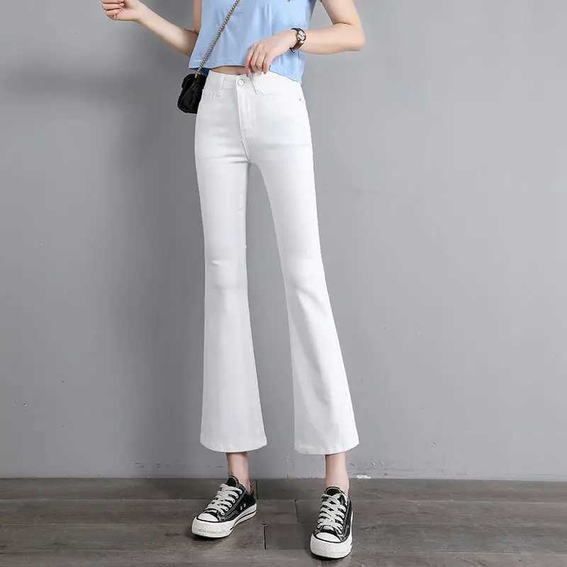 Autumn Winter New Small Code High Waist Weila Jeans Women Solid Color Washing Elastic Comfortable Casual High Street Denim Pants Z250910