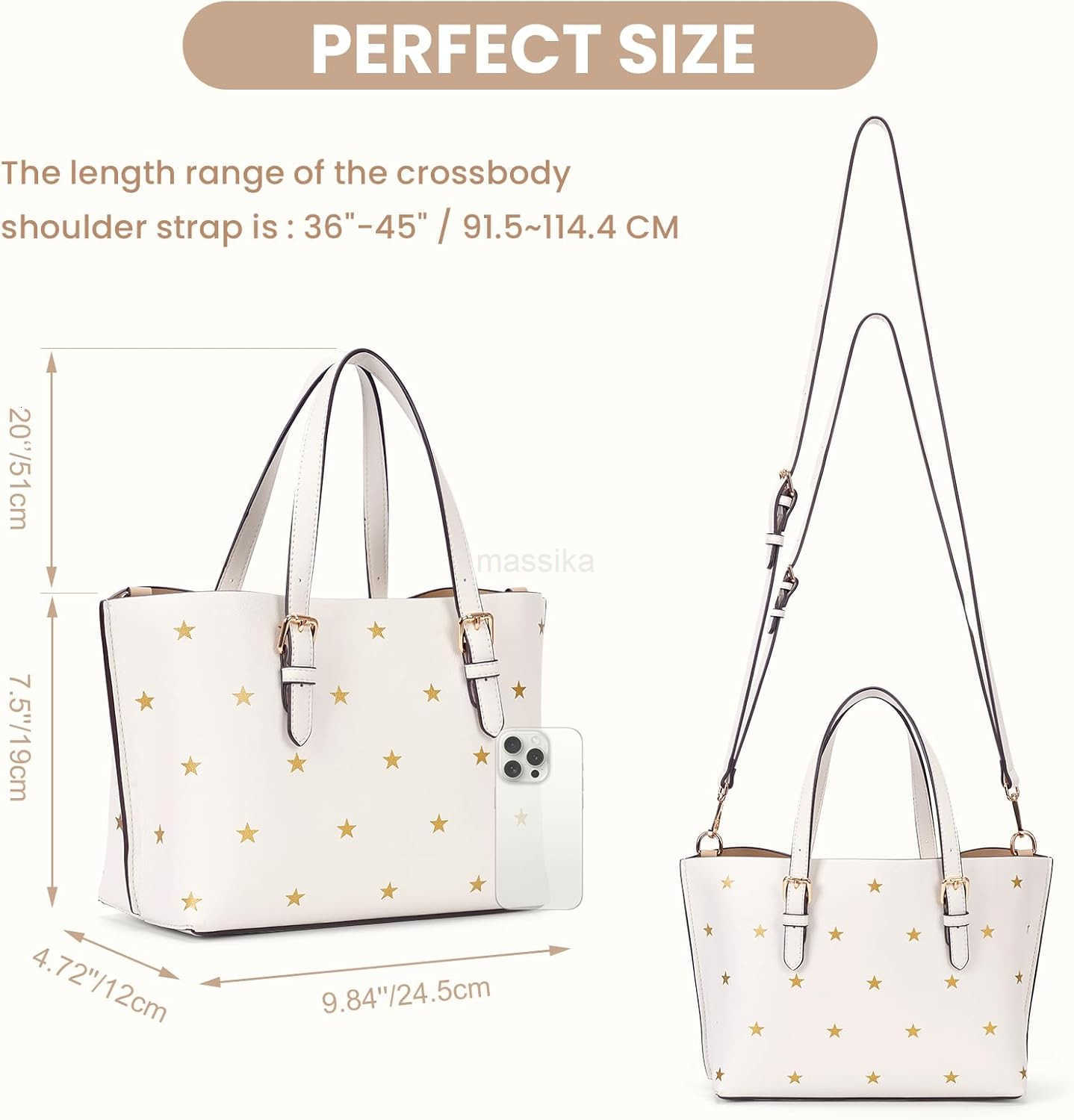 Star Print Tote Bag for Women Tophandle Crossbody Bags Soft PU Crossbody Tote Large Capacity Womens Satchel Handbag M250910